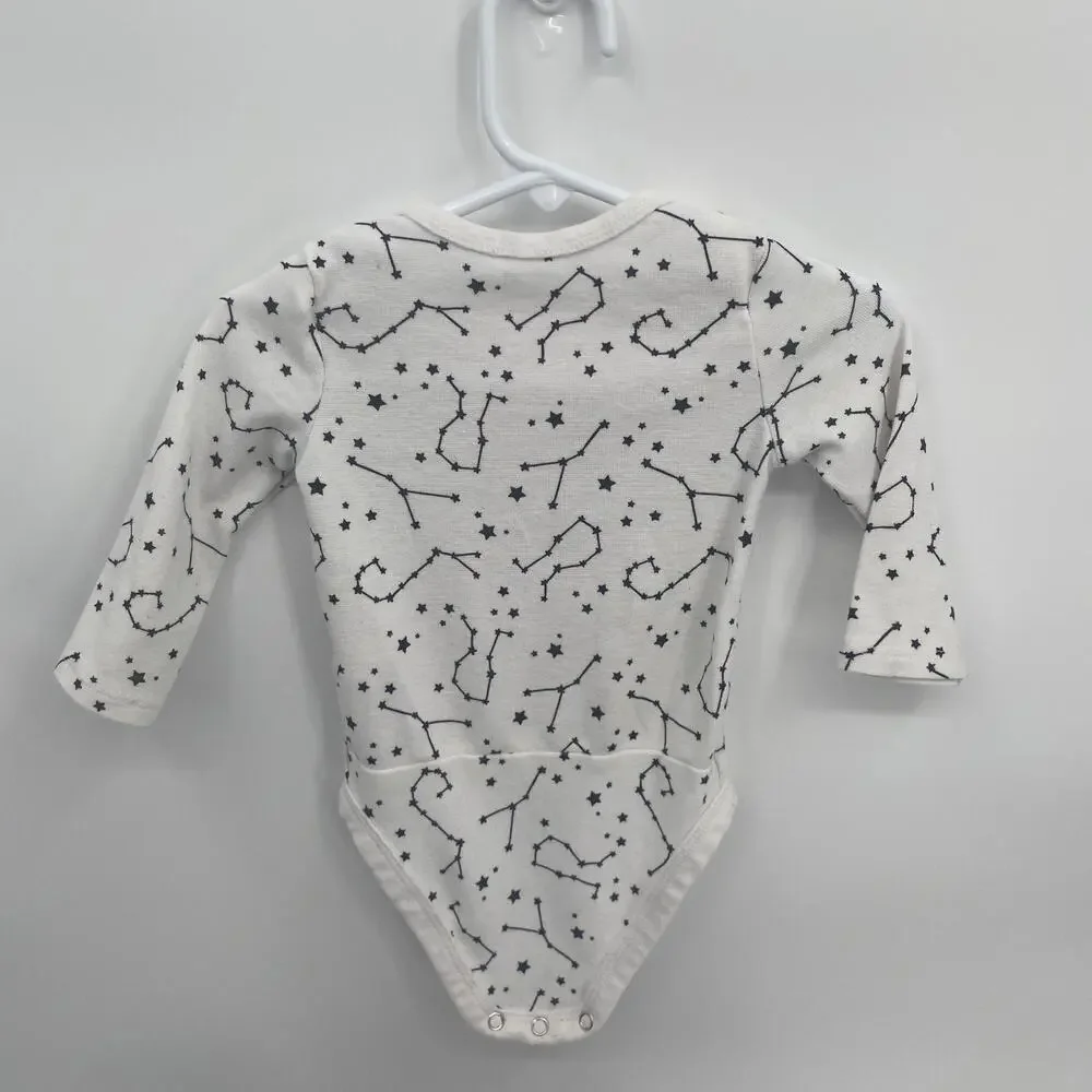 Hanes Bodysuit Star Constellations Print White Long Sleeve 12 months
